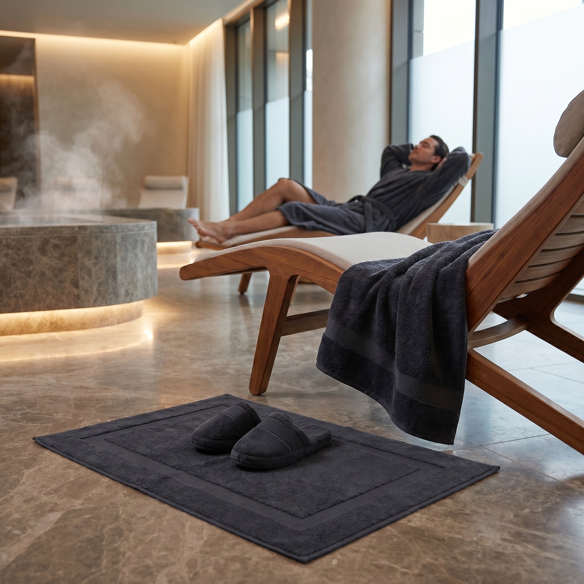 PURE Bademantel stone / Größe  L