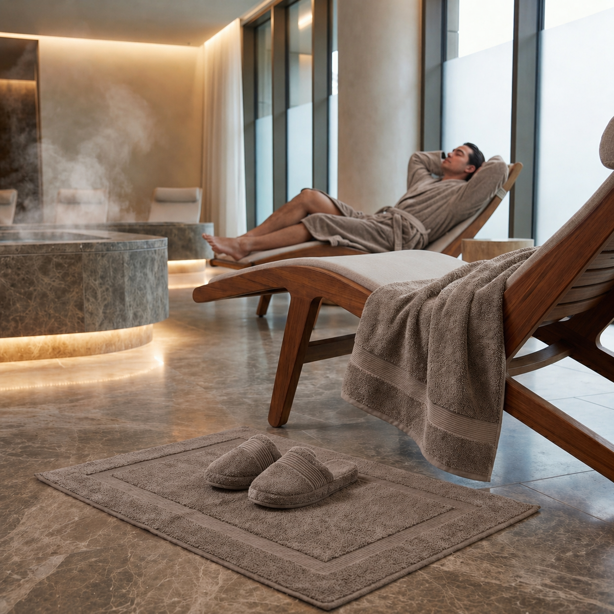 PURE Bademantel taupe / Größe  L